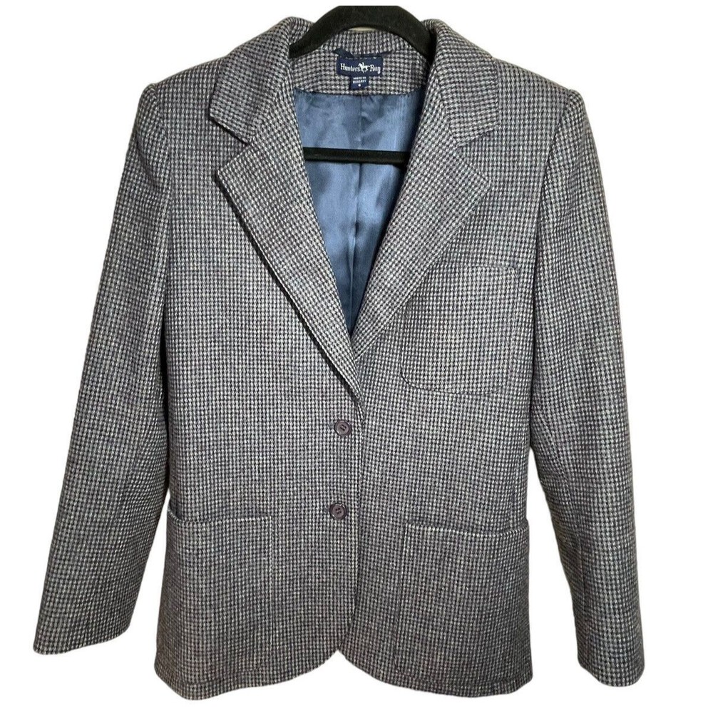 Hunters Run Wool Registered Tweed Riding Jacket Blazer Womens sz 6 Houndstooth